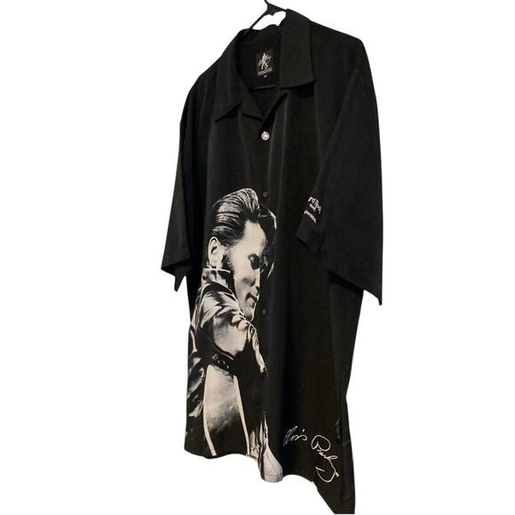 Dragonfly Clothing Elvis Presley The King Black Rocker Satin Button Up Size XL - Picture 16 of 16
